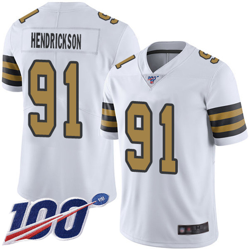 Men New Orleans Saints Limited White Trey Hendrickson Jersey NFL Football #91 100th Season Rush Vapor Untouchable Jersey